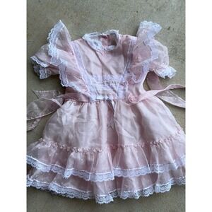 little princess vintage nylon pink ruffle dress girls 6 Made USA